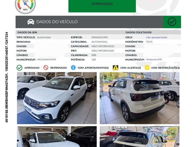 VolksWagen T-Cross 1.0 TSI Flex 12V 5p Aut.