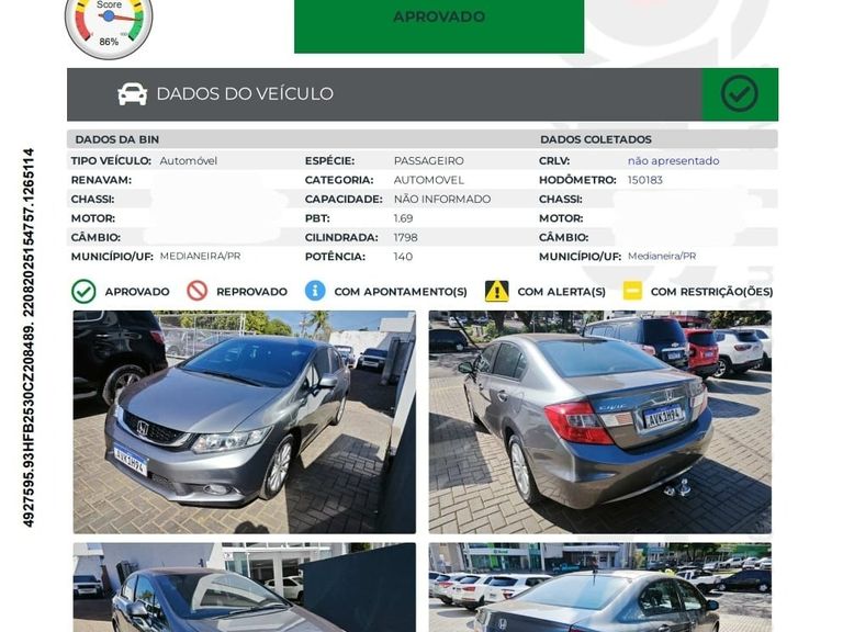 Honda Civic Sedan LXS 1.8/1.8 Flex 16V Mec. 4p