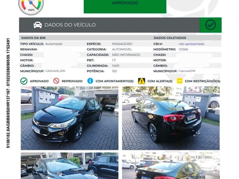 Chevrolet CRUZE LT 1.4 16V Turbo Flex 4p Aut.