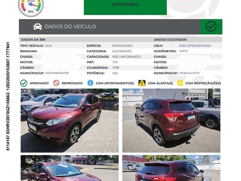 Honda HR-V EXL 1.8 Flexone 16V 5p Aut.