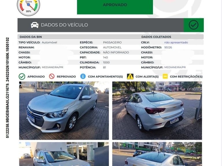 Chevrolet ONIX SEDAN Plus LT 1.0 12V TB Flex Mec.