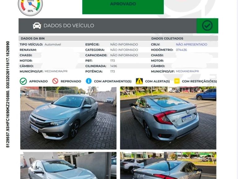 Honda Civic Sedan TOURING 1.5 Turbo 16V Aut.4p